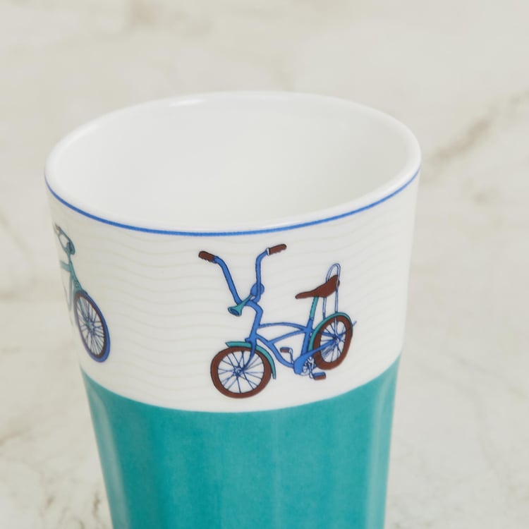 Raisa Lisbon Multicolour Printed Bone China Tumbler- Set of 4 - 7.5 x 6.5 cm- 140 ml