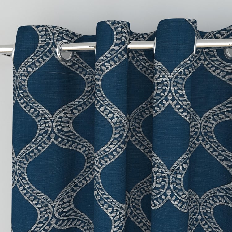 Jade Blue Jacquard Window Curtain - 110x160cm