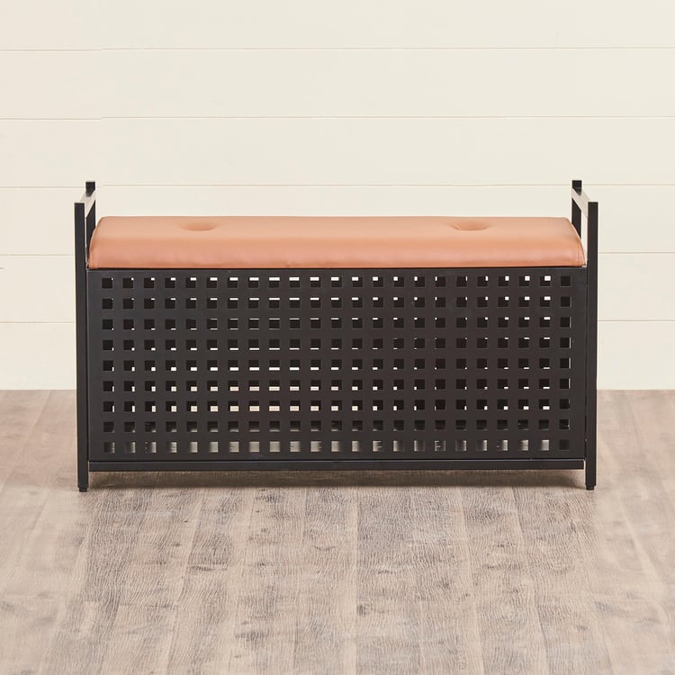 Helios Kanos Metal Bench with Storage - Black