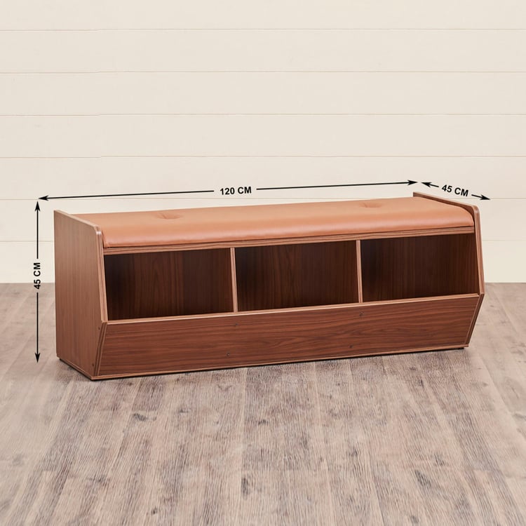 Helios Razan Bench with Storage - Brown
