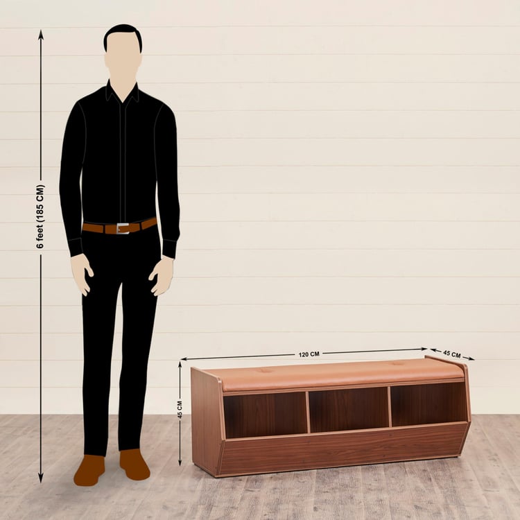 Helios Razan Bench with Storage - Brown