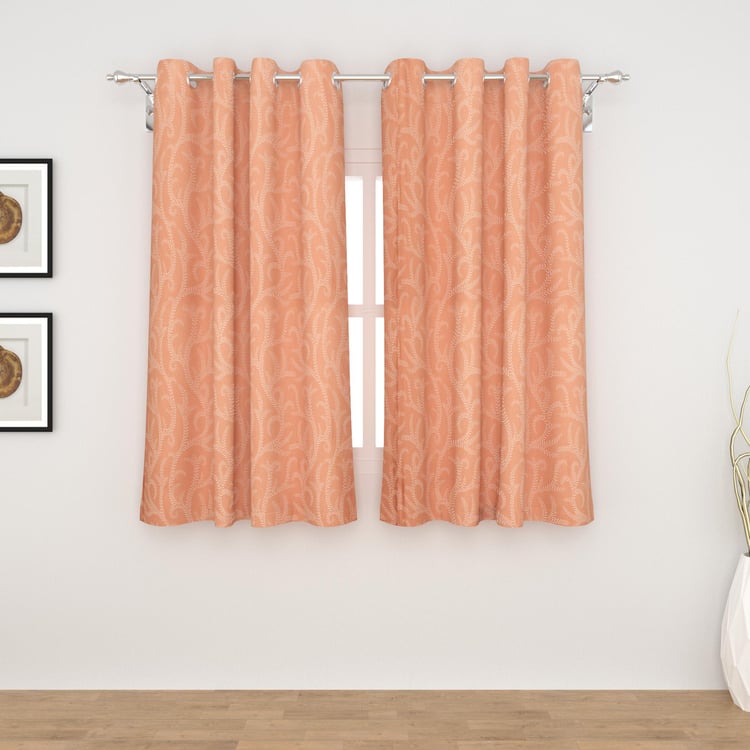 Griffin Peach Printed Blackout Cotton Window Curtains - 120x160cm - Set of 2