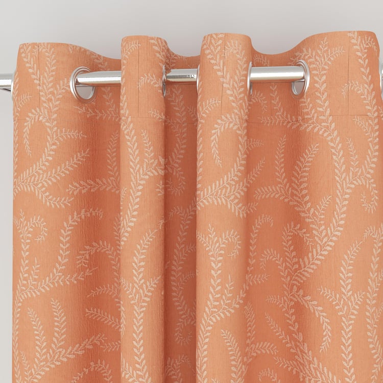 Griffin Peach Printed Blackout Cotton Window Curtains - 120x160cm - Set of 2