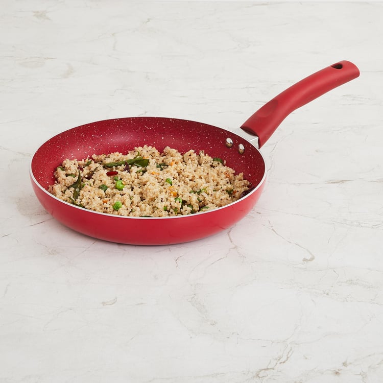 Color Connect Red Solid Aluminium Induction Base Frying Pan - 24 cm