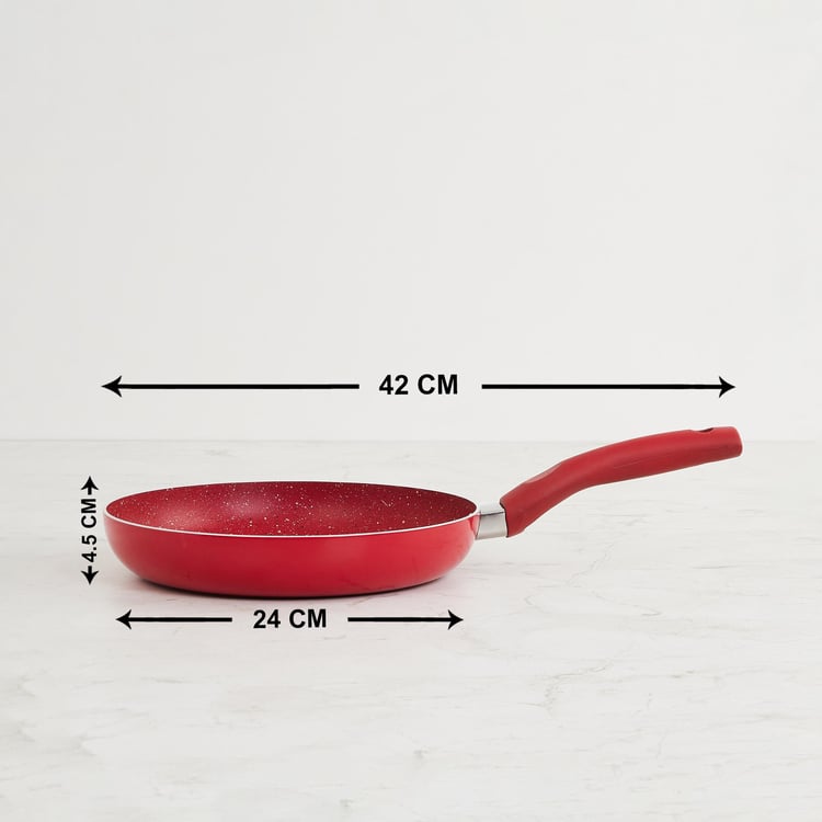 Color Connect Red Solid Aluminium Induction Base Frying Pan - 24 cm