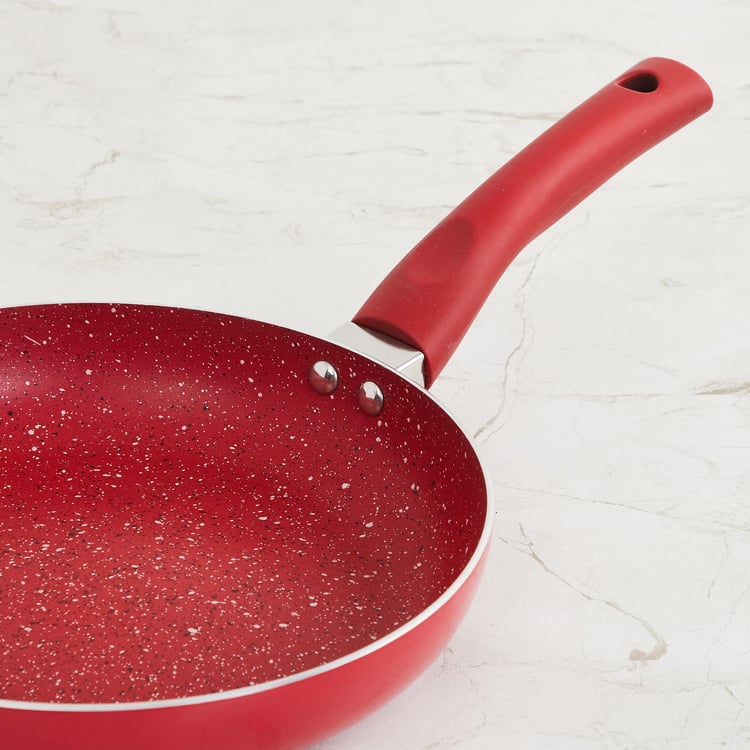 Color Connect Red Solid Aluminium Induction Base Frying Pan - 24 cm