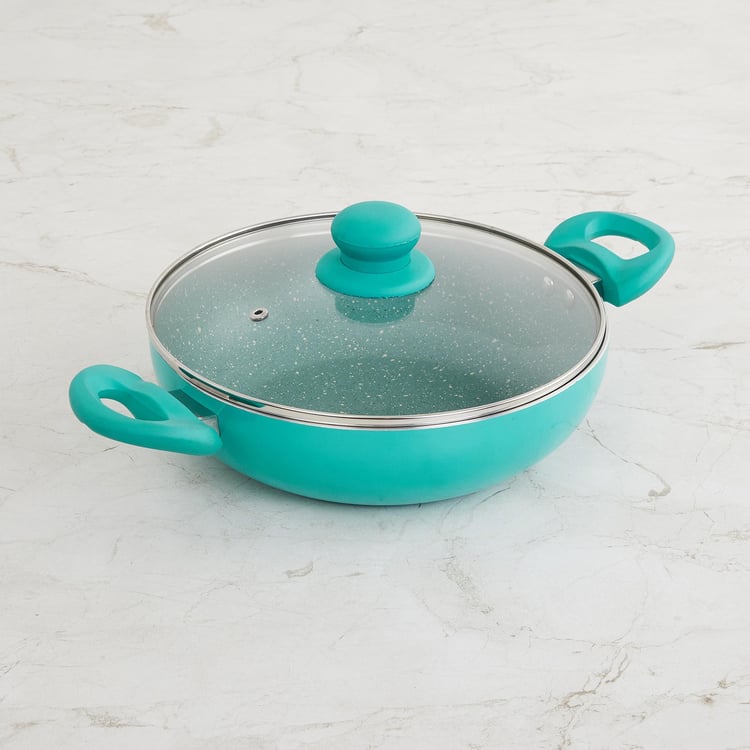 Colour Connect Aluminium Kadhai with Lid - 24cm