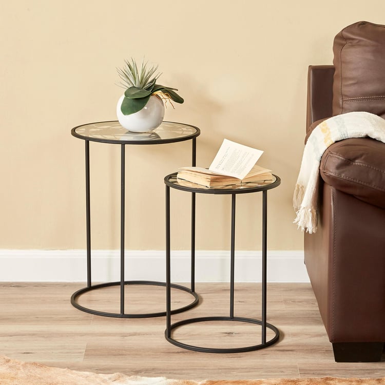 Ross Metal Nest of 2 Tables - Black