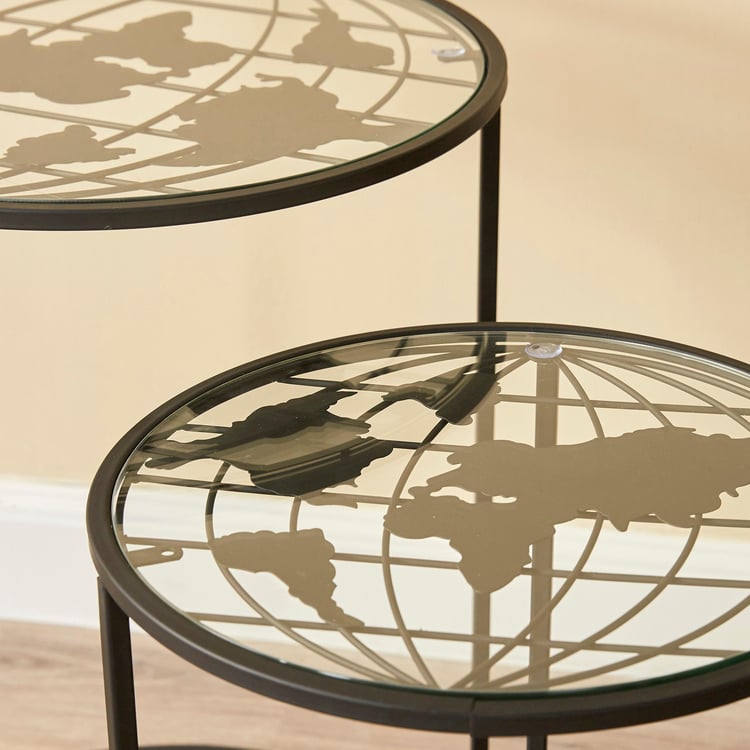 Ross Metal Nest of 2 Tables - Black