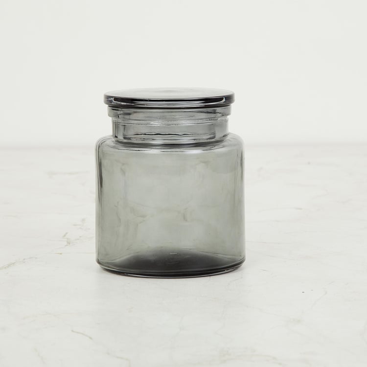 Grey Rad Glass Cotton Box - Large With Glass Lid 10.5 X 12 Cm