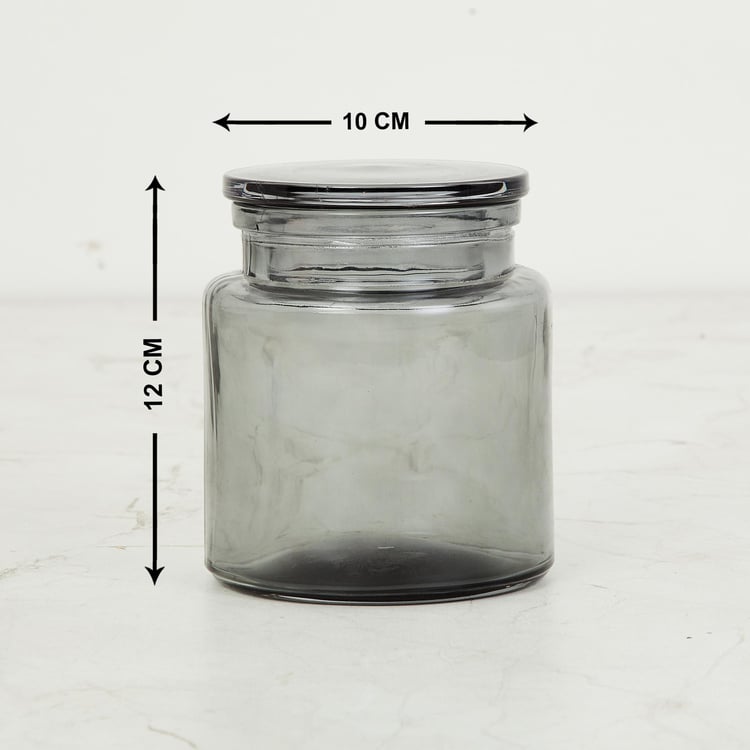 Grey Rad Glass Cotton Box - Large With Glass Lid 10.5 X 12 Cm