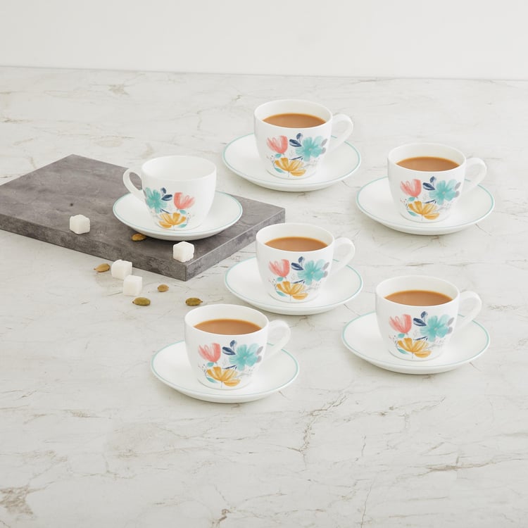 Mandarin Quite Nature Cup And Saucer - Set Of 6 - 210 ML