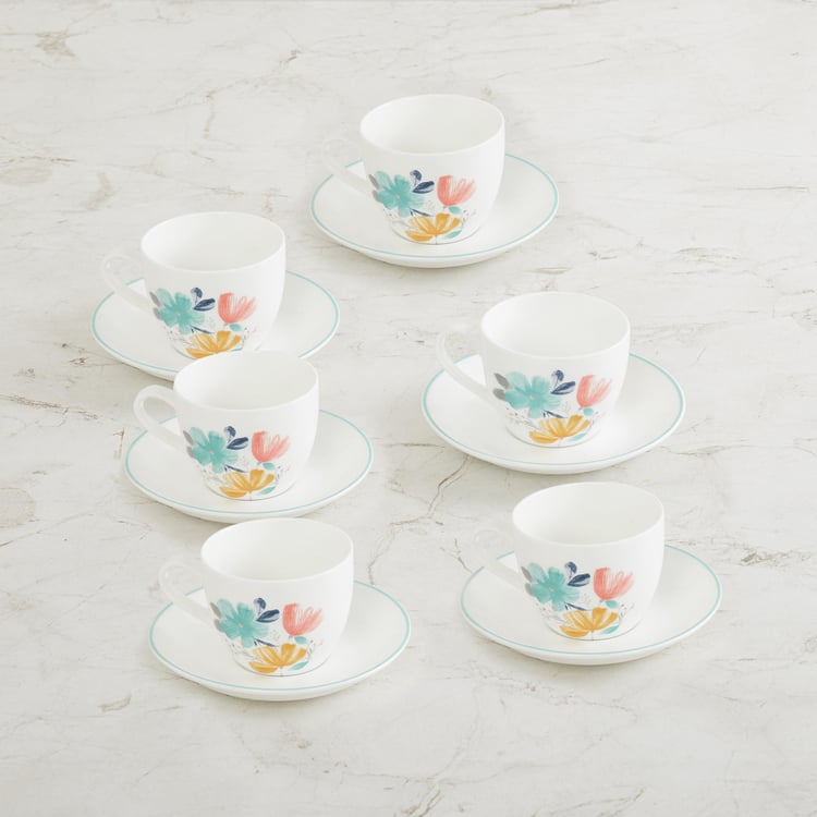 Mandarin Quite Nature Cup And Saucer - Set Of 6 - 210 ML