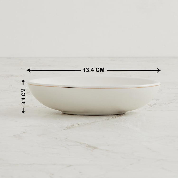 The Royal Bath White Printed Ceramic Soap Dish