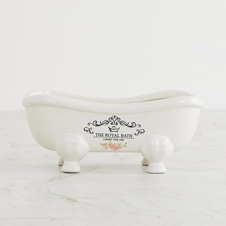 The Royal Bath - White Printed Ceramic Soap Tray