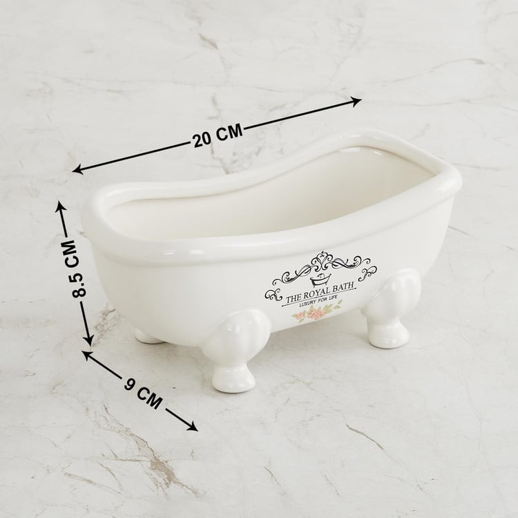 The Royal Bath - White Printed Ceramic Soap Tray