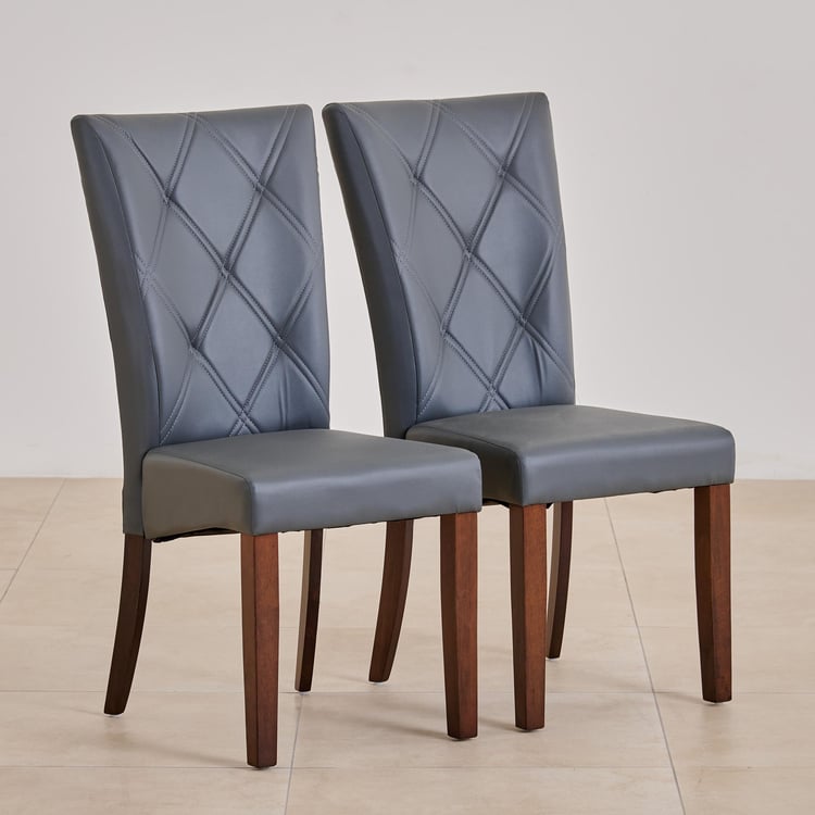 Jasper Set of 2 Faux Leather Dining Chairs - Grey and Brown