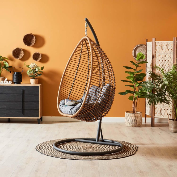 Darius Metal Hanging Swing with Stand - Brown
