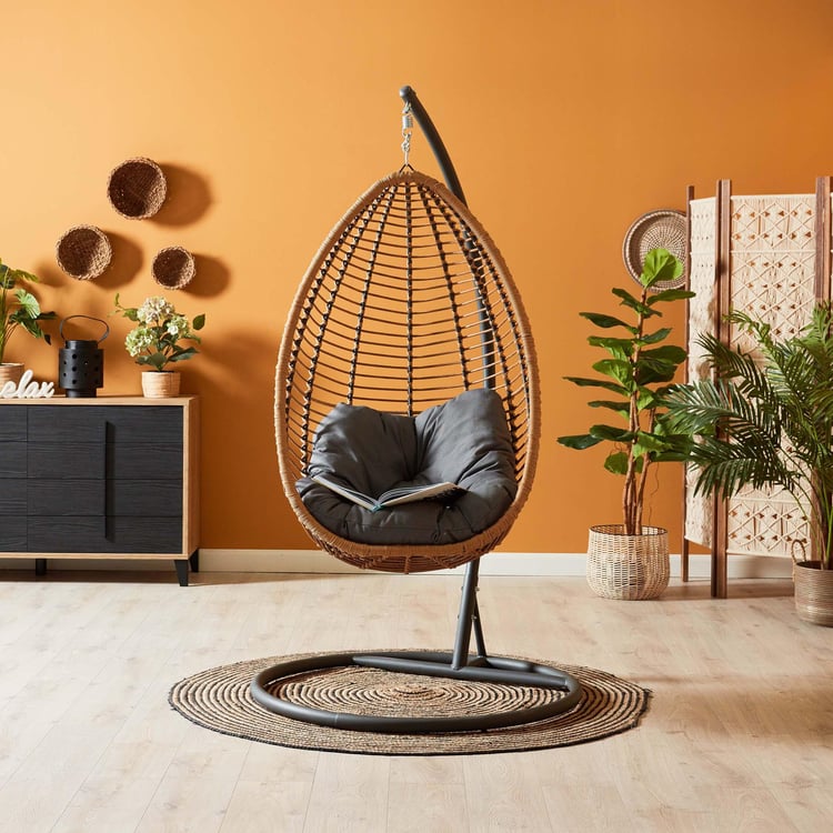 Darius Metal Hanging Swing with Stand - Brown