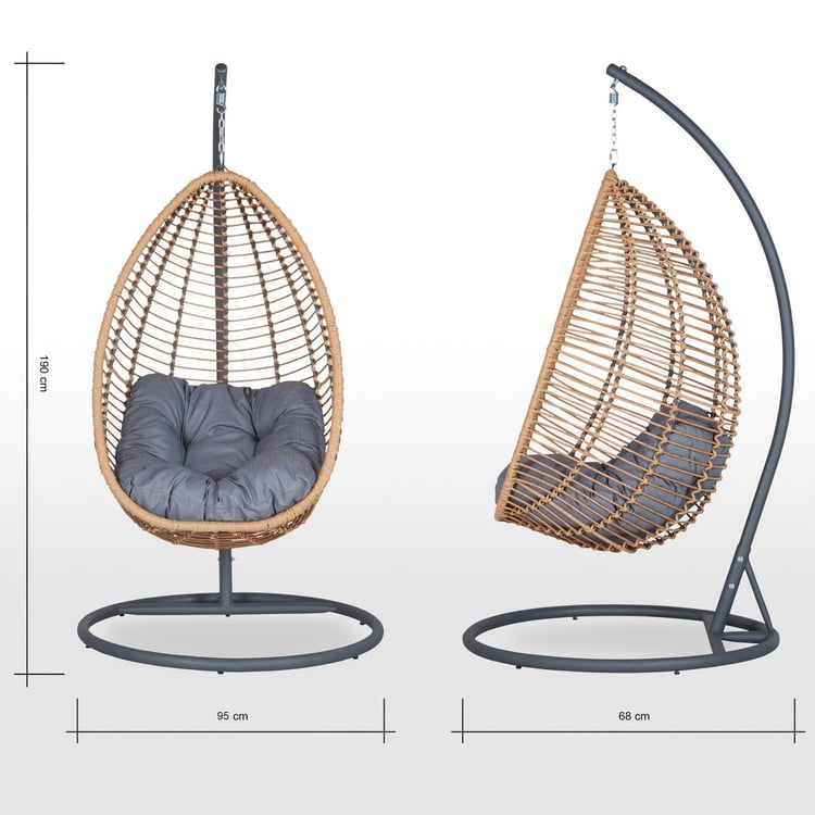 Darius Metal Hanging Swing with Stand - Brown