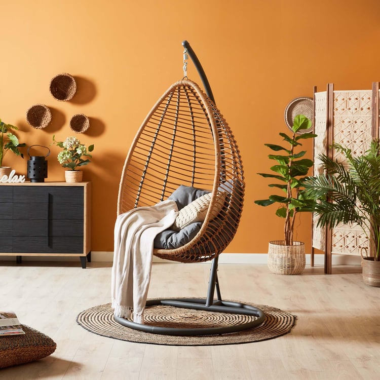 Darius Metal Hanging Swing with Stand - Brown