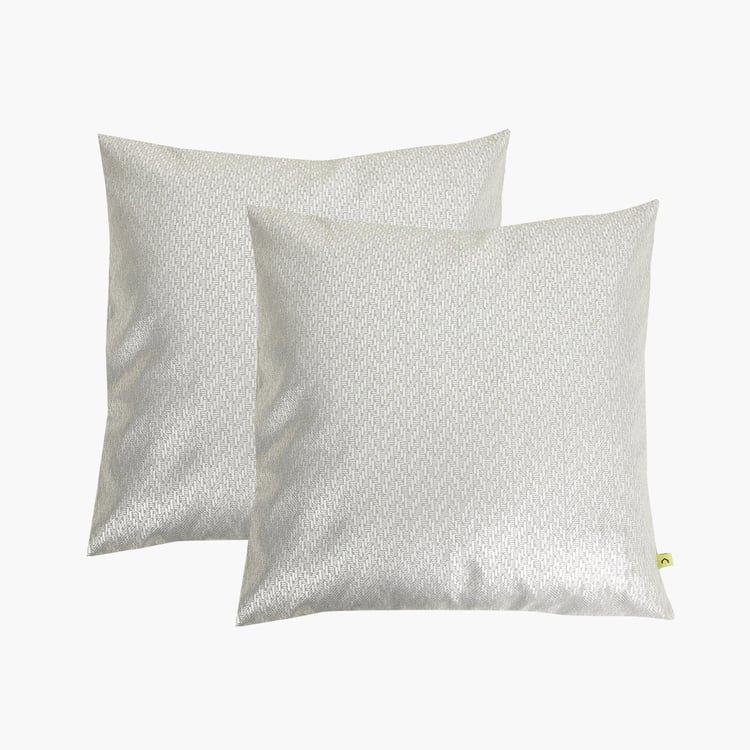 My Bedding Silver Foil Print Cushion Cover- Set of 2- 40 x 40 cm