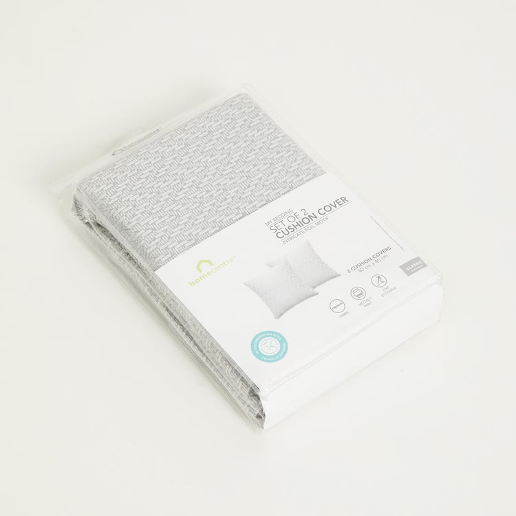 My Bedding Silver Foil Print Cushion Cover- Set of 2- 40 x 40 cm