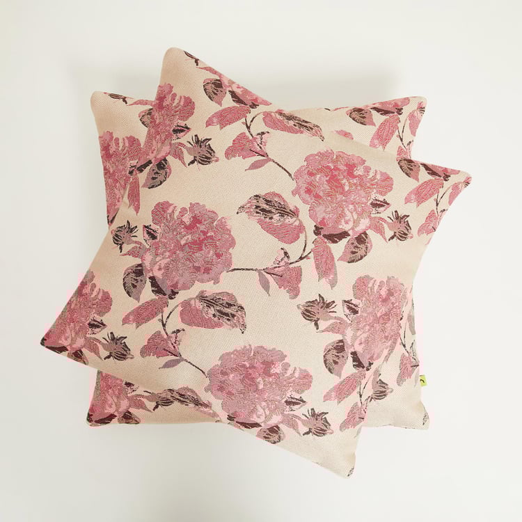 My Bedding Peach Printed Cushion Cover- Set of 2 - 40 x 40 cm