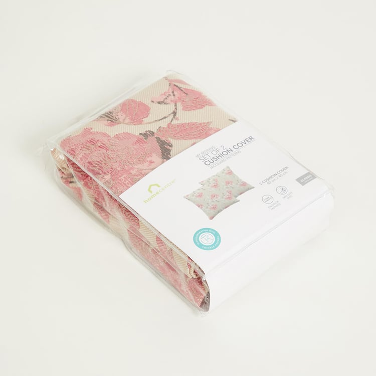 My Bedding Peach Printed Cushion Cover- Set of 2 - 40 x 40 cm