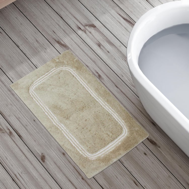 Berlin Textured Beige Woven Bath Mat- 50 x 75 cm