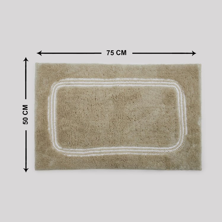 Berlin Textured Beige Woven Bath Mat- 50 x 75 cm