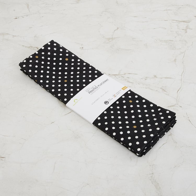 Andrey Charlie Printed Black Placemat- Set of 2- 33 x 48 cm