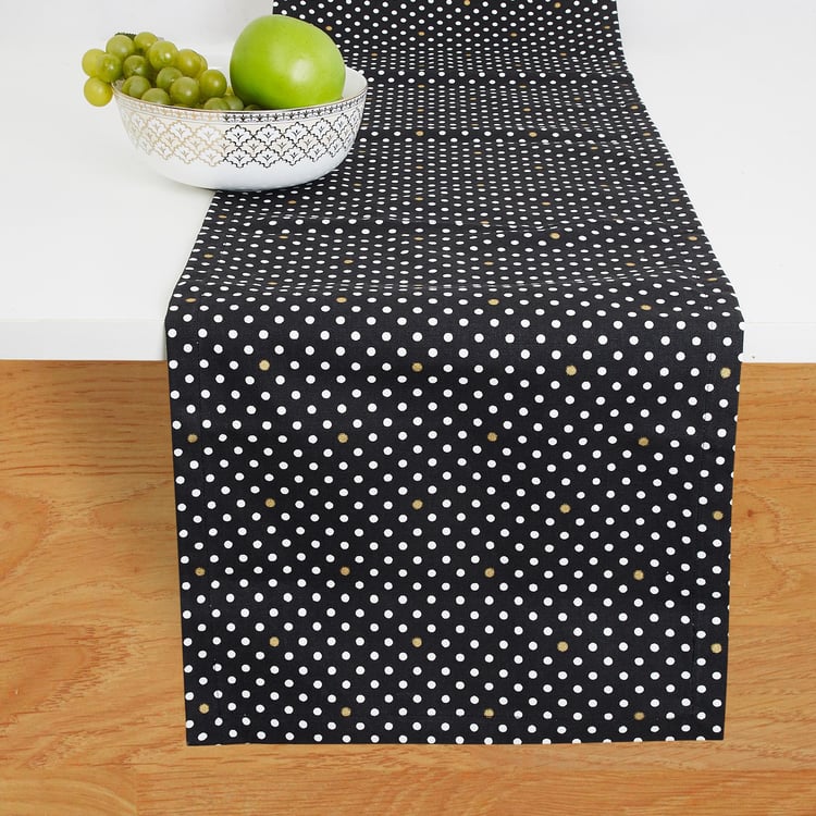 Andrey Charlie Printed Black Table Runner- Cotton- 33 x 180 cm