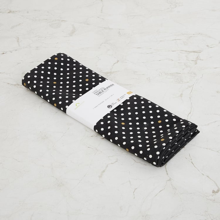 Andrey Charlie Printed Black Table Runner- Cotton- 33 x 180 cm