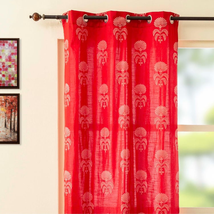 Jade Stria Red Jacquard Window Curtain- 110 x 160 cm