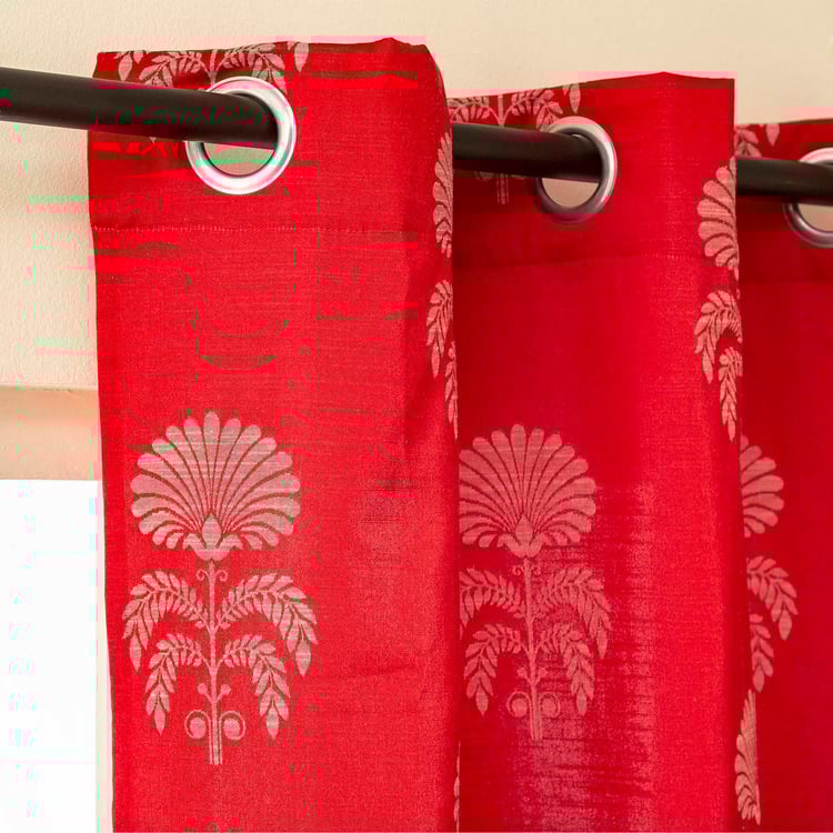 Jade Stria Red Jacquard Window Curtain- 110 x 160 cm
