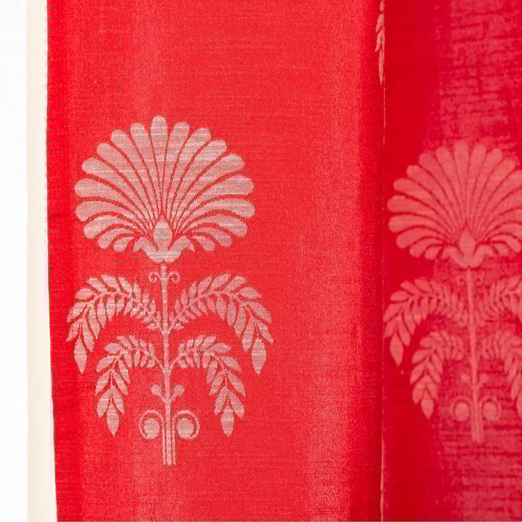 Jade Stria Red Jacquard Window Curtain- 110 x 160 cm