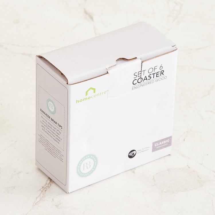 Raisa Pop Street Wooden Coaster with Holder - Set of 6- 10 x 10 cm