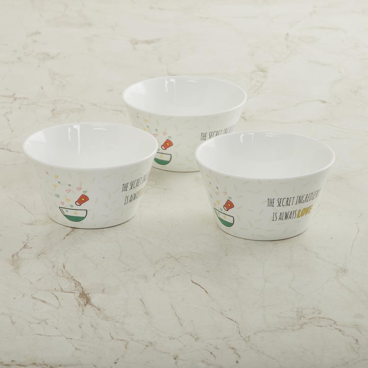 Bakers Pride Set of 3 Bone China Printed Bowls - 470ml