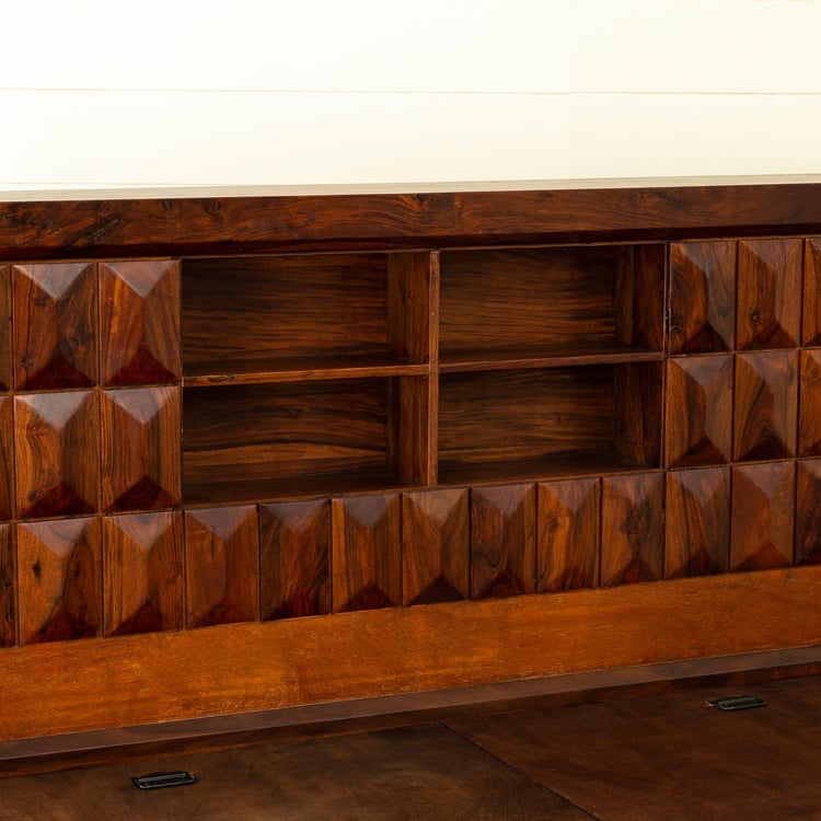 Aarya-Kosha Brown Sheesham Wood Queen Bed With Box Storage - 159x218cm