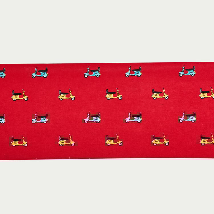 Raisa Retro Red Printed Cotton Table Runner- 33 x 180 cm
