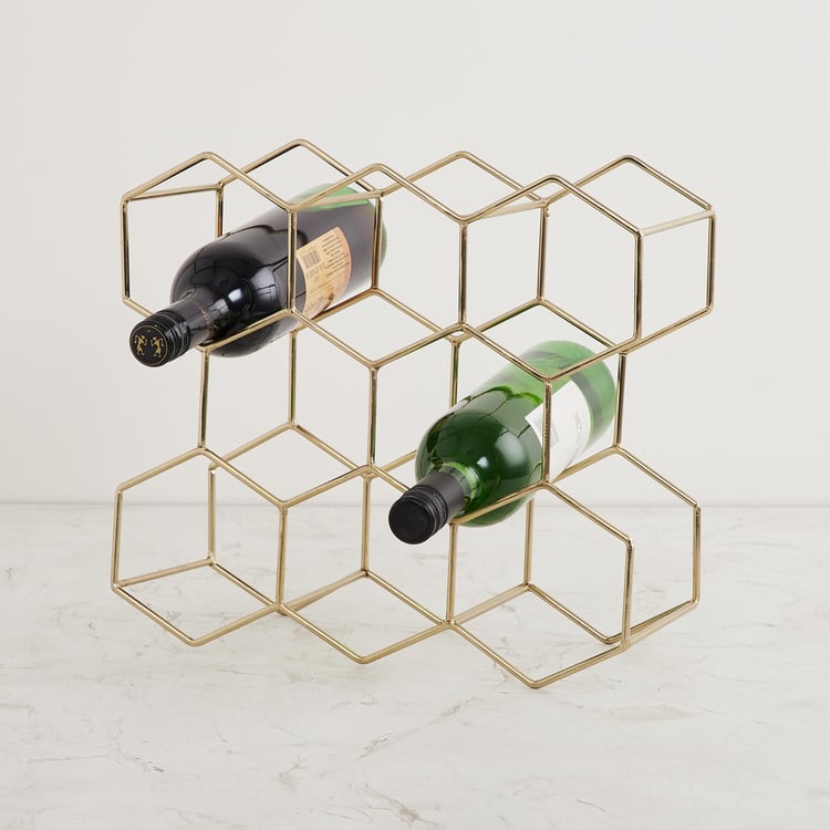 Buy HoneyBee Gold Plated Wine Rack - 31 x 34 x 15 cm from Home Centre ...