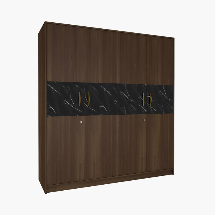 Noir Novelty Walnut Four Door Wardrobe - 195x180cm