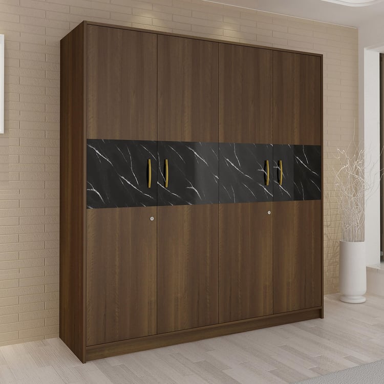 Noir Novelty Walnut Four Door Wardrobe - 195x180cm