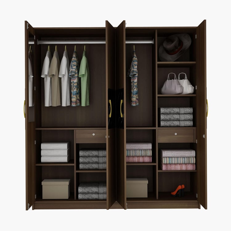 Noir Novelty Walnut Four Door Wardrobe - 195x180cm