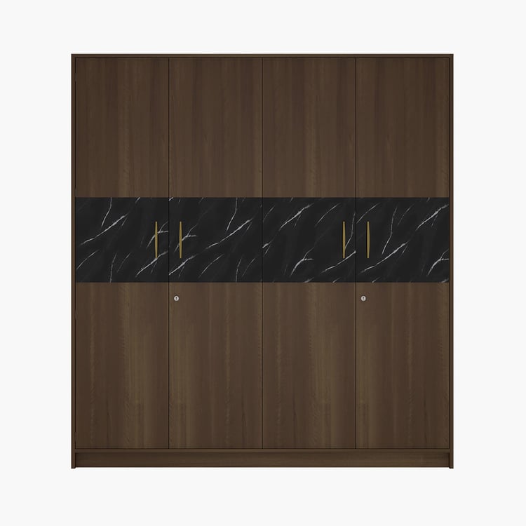 Noir Novelty Walnut Four Door Wardrobe - 195x180cm