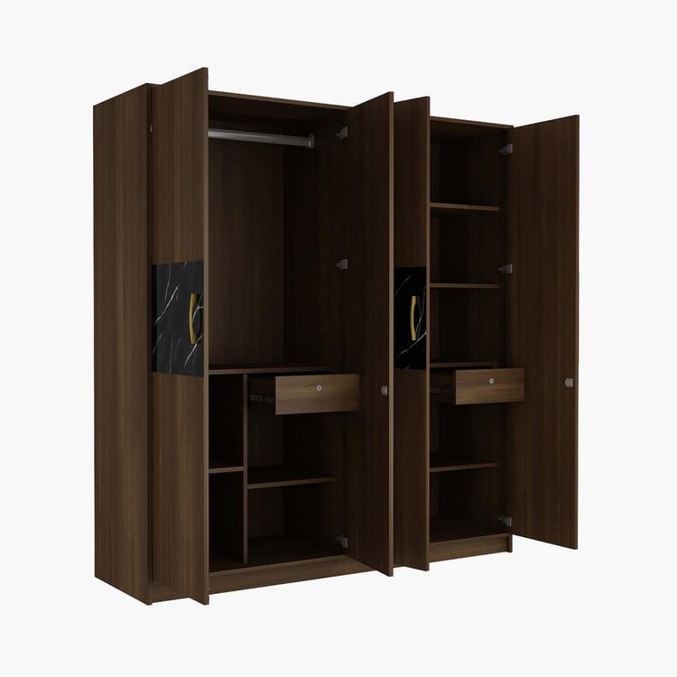 Noir Novelty Walnut Four Door Wardrobe - 195x180cm