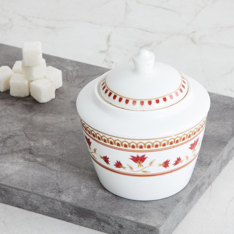 Buy Foley Raja Rani White Printed Bone China Sugar Pot - 400ml from ...