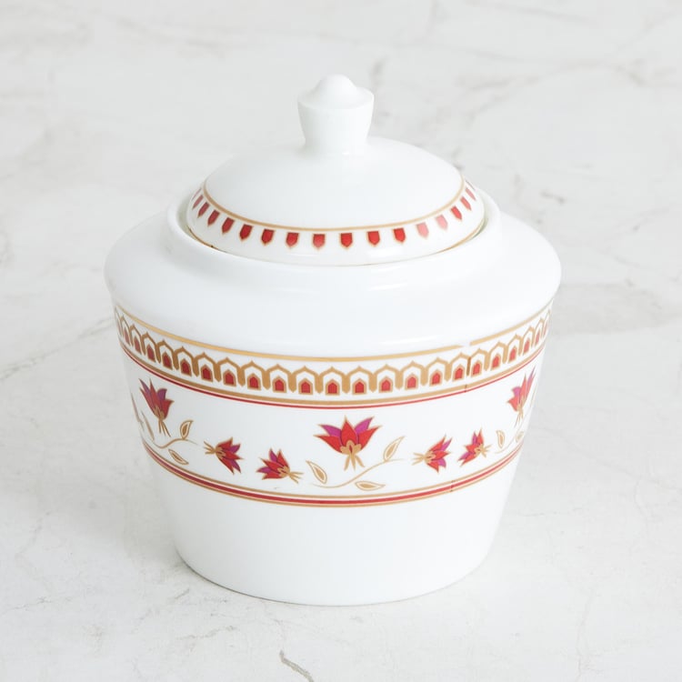 Buy Foley Raja Rani White Printed Bone China Sugar Pot - 400ml from ...