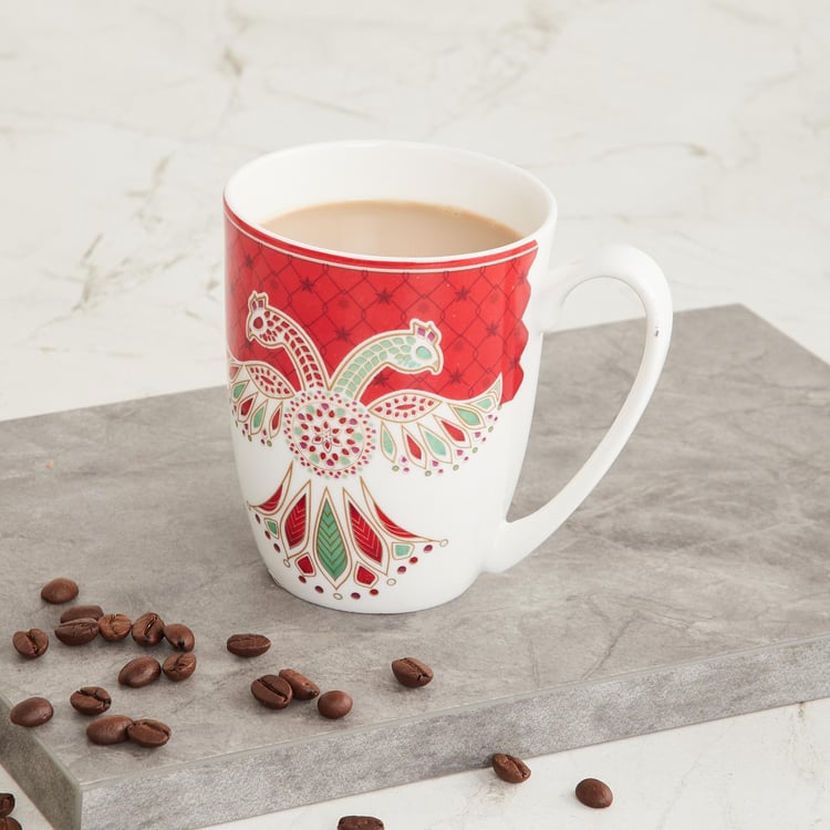 Foley Red Printed Bone China Coffee Mug - 360 ml